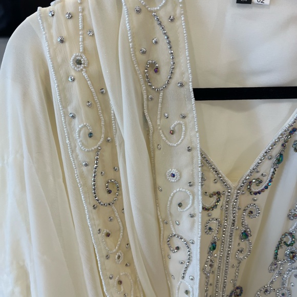 Dubai Moroccan Kaftan Arabic Abaya Maxi Hand Beaded Caftan Farasha Floor Length - Picture 8 of 10